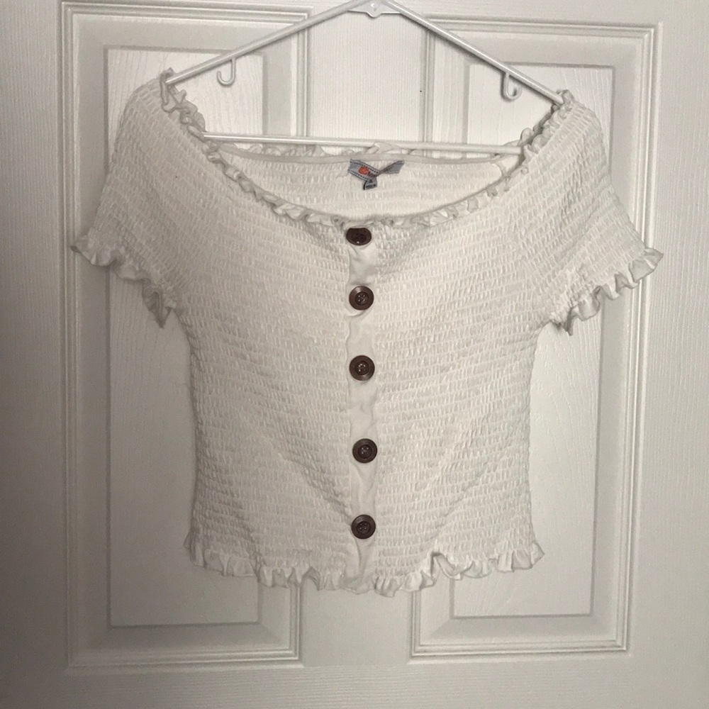 White off the shoulder crop top